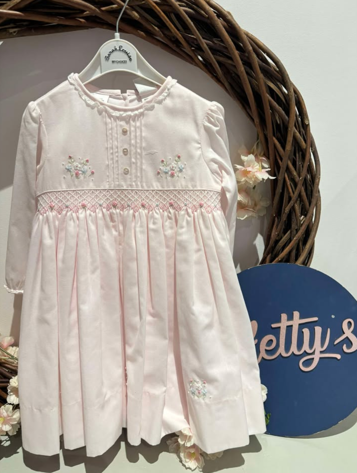 Sarah Louise Pink Embroidered Dress