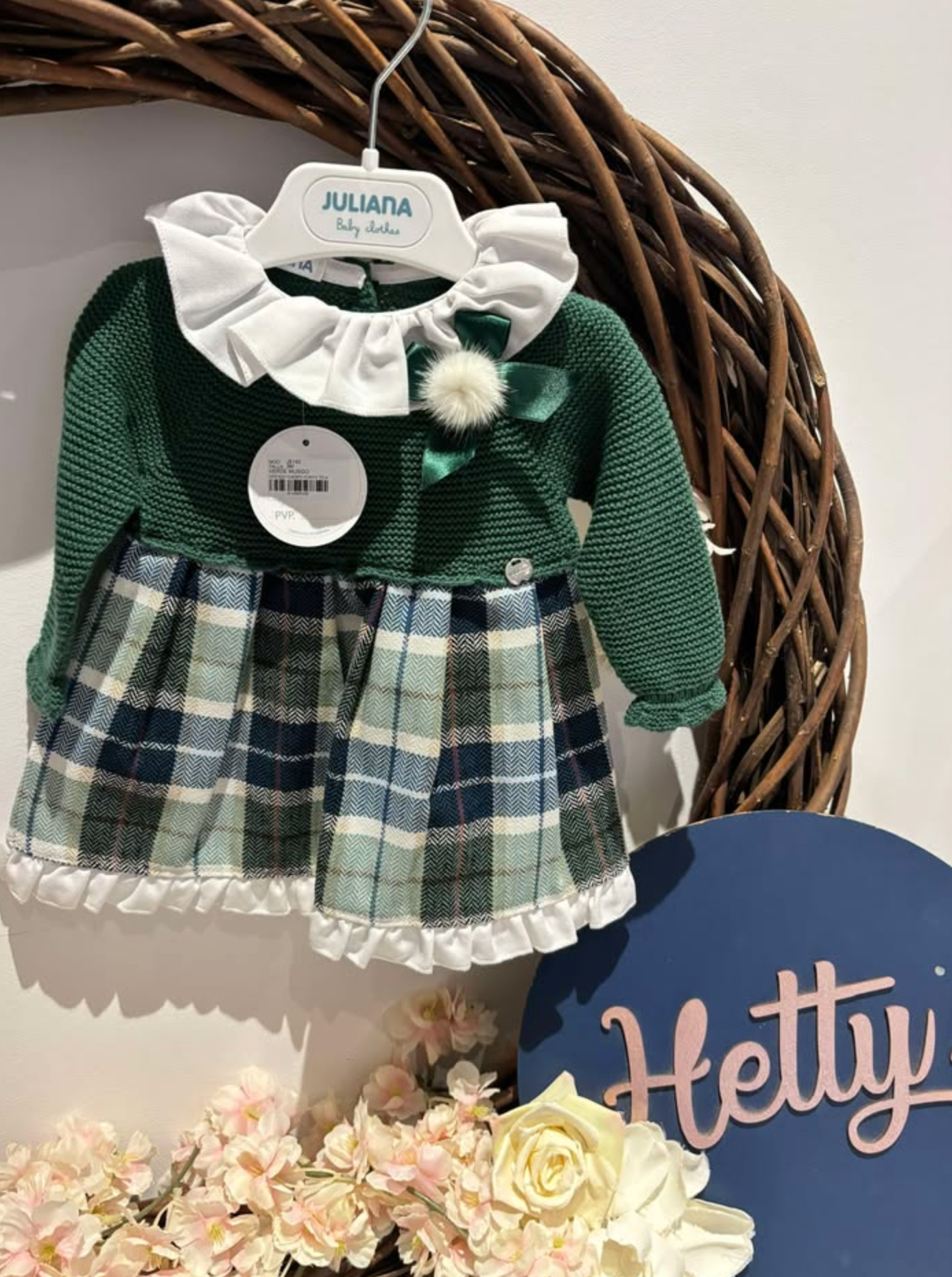 Juliana Bottle Green Tartan Dress