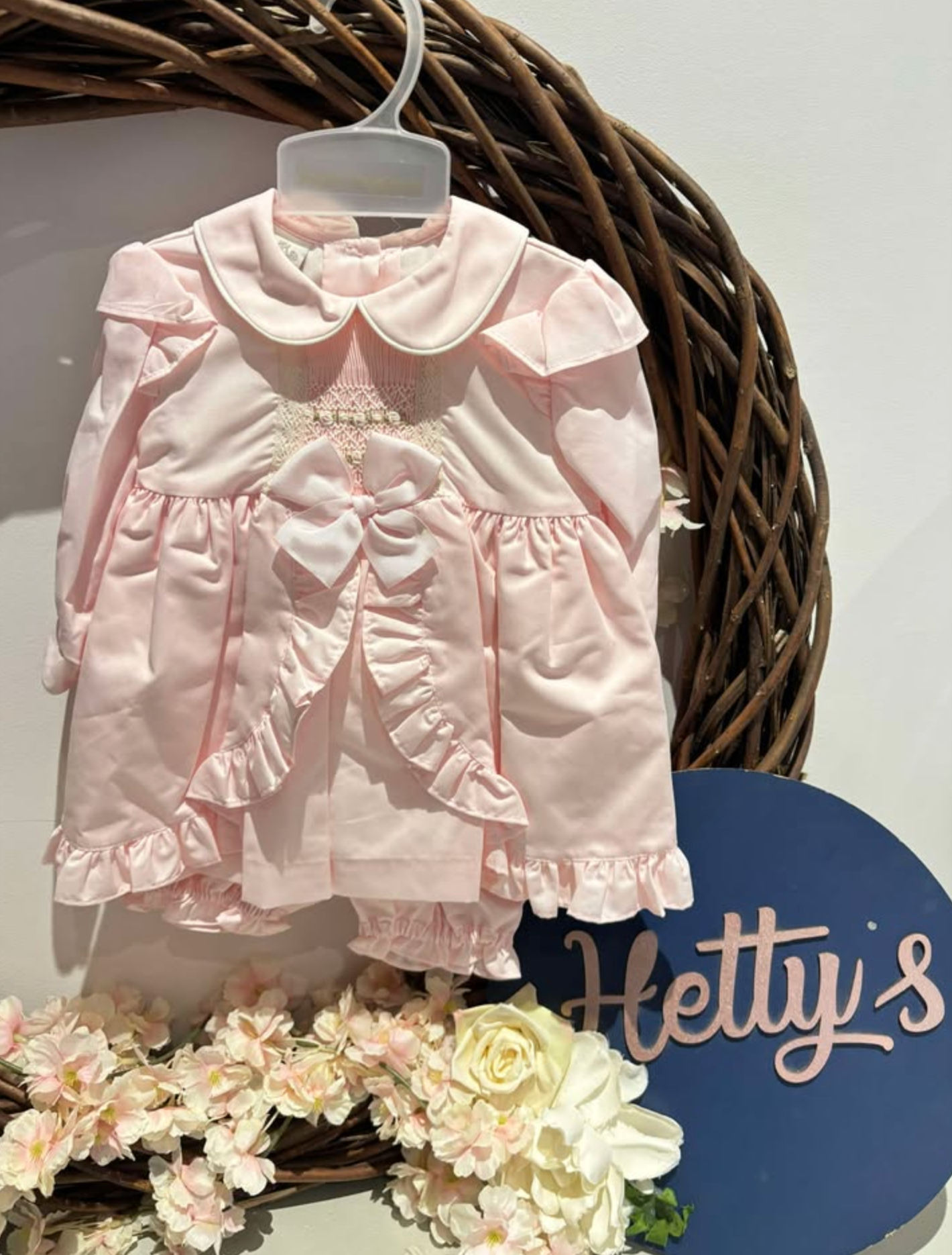 Pretty Originals Pink Bow Dress Bloomers & Headband