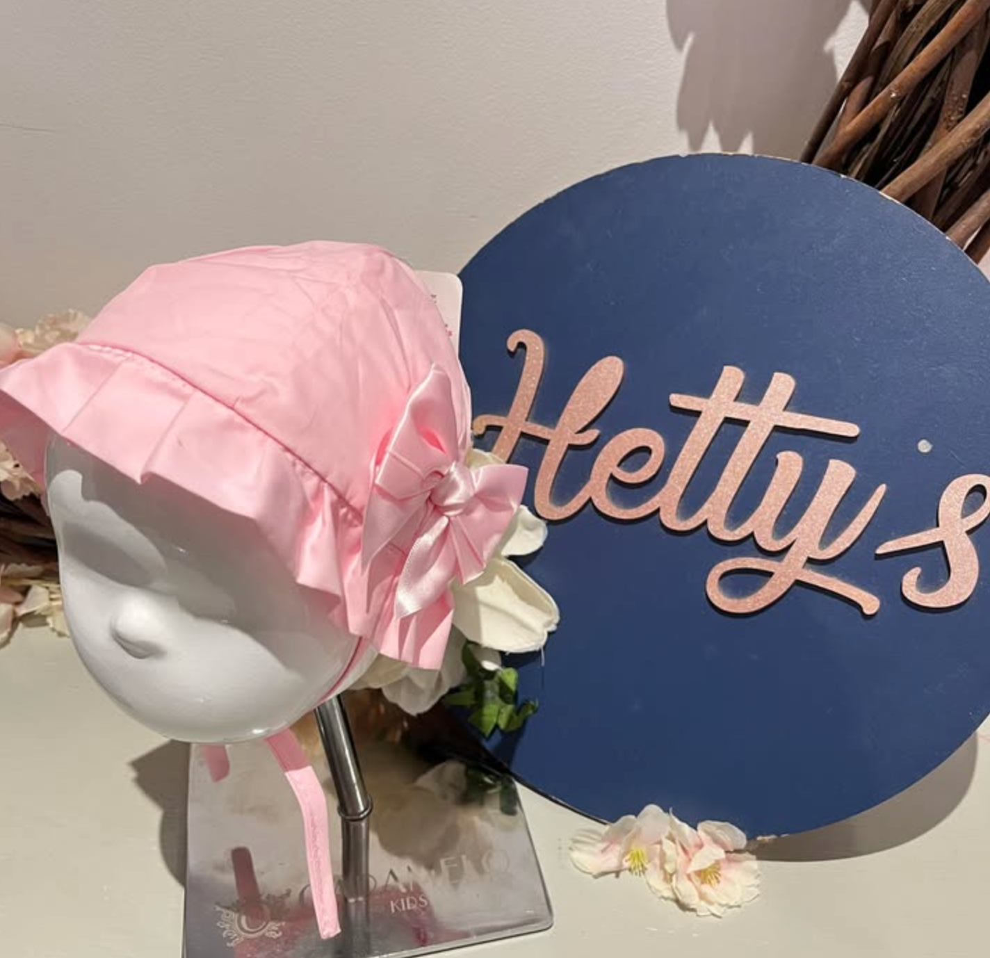 Pink Side Bow Summer Hat LARGE