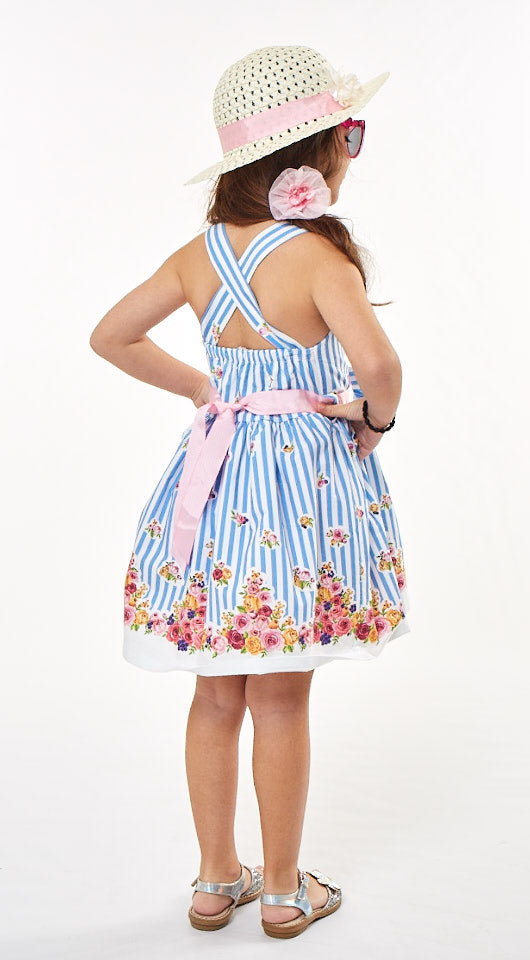 Ebita Boutique Summer Blue Floral Dress & Hat Set