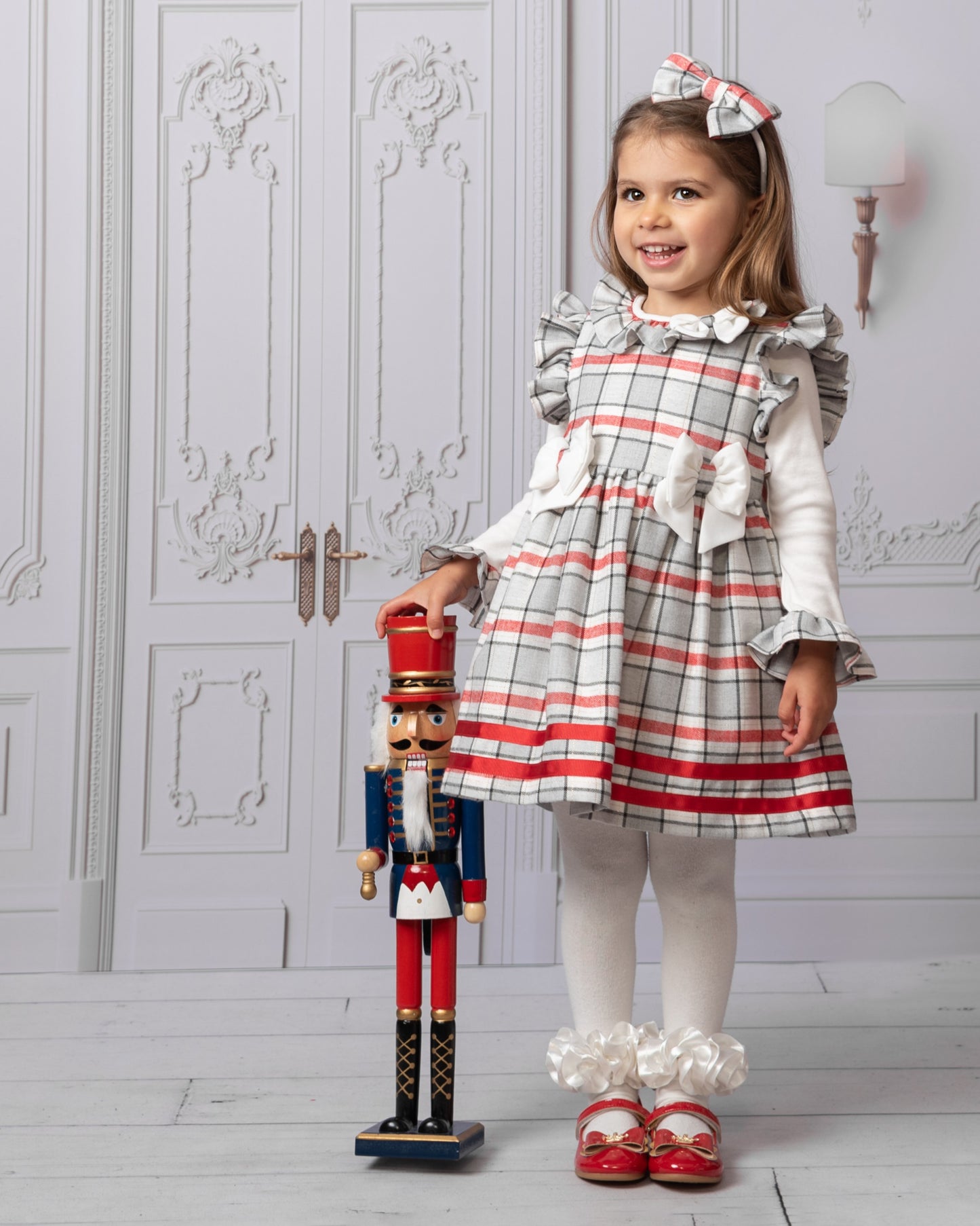 Caramelo Red Check Bow Dress with Hairband