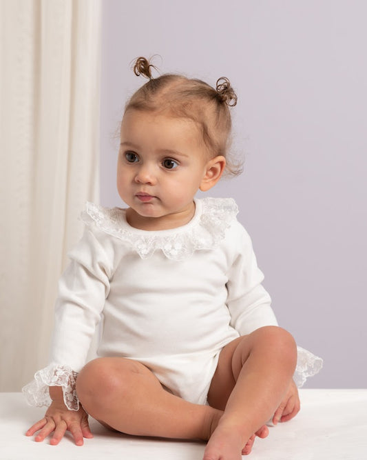 Caramelo Ivory Frilly Collar Long Sleeve Body