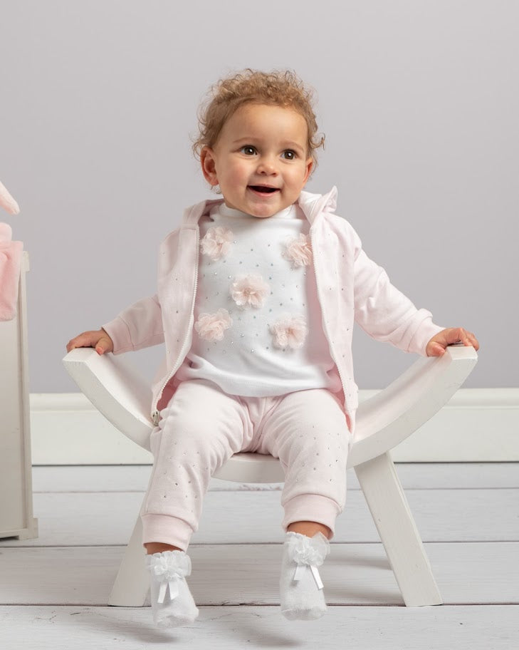 Caramelo Flower Three Piece Pink Sparkly Tracksuit