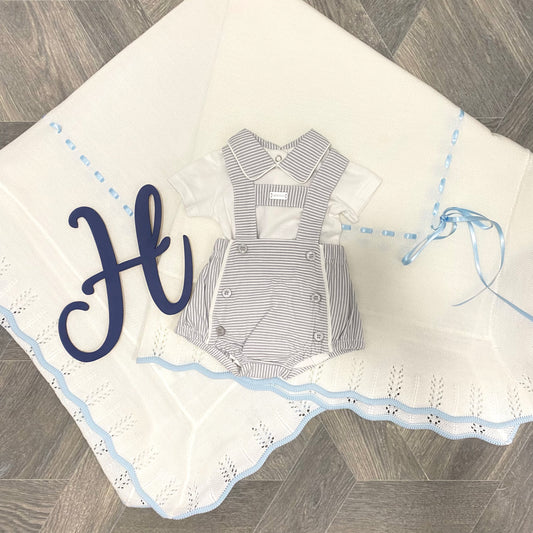 Mintini Grey Striped H-Bar Romper