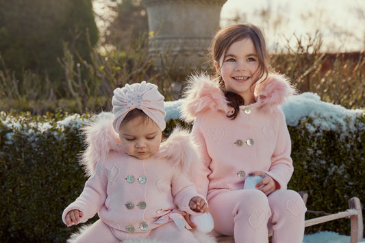 Caramelo Two Piece Pink Scattered Heart Knit set