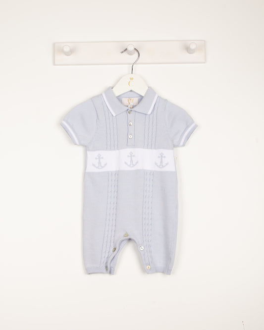 Caramelo Blue Knitted Anchor Romper