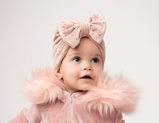 Caramelo Velour Vintage Pink Diamante Turban