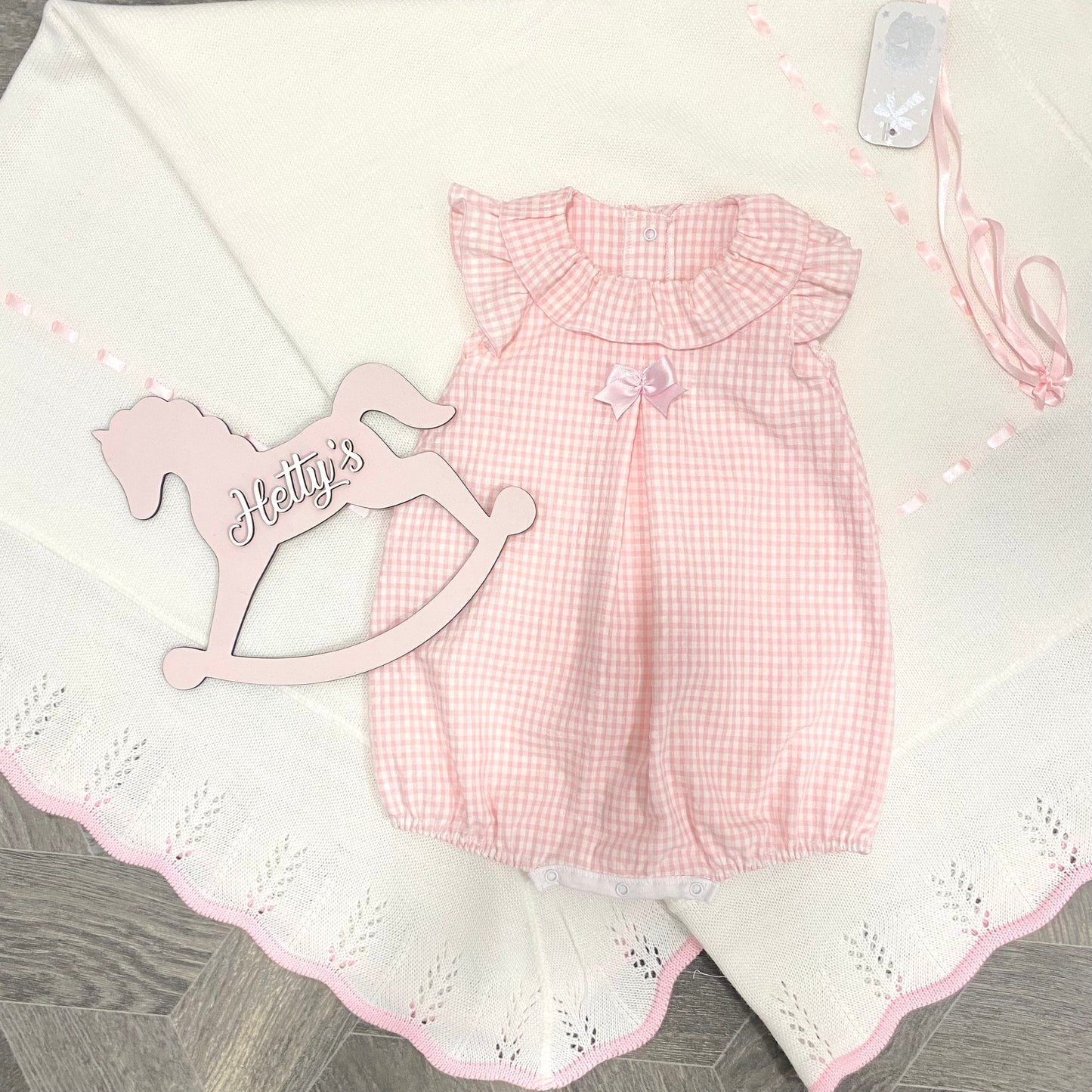Rapife Pink Gingham Bow Romper