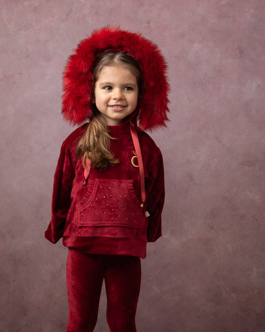 Caramelo Red Luxury Velour Diamante Suit