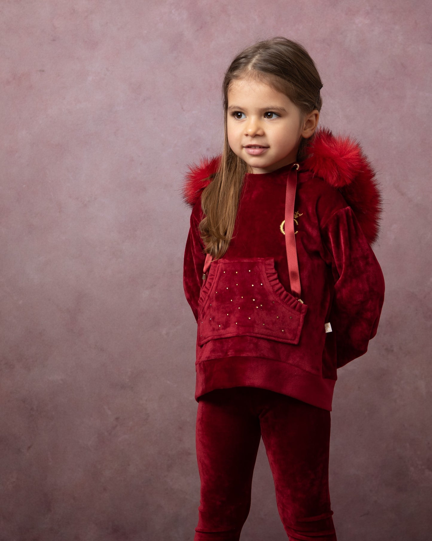 Caramelo Red Luxury Velour Diamante Suit