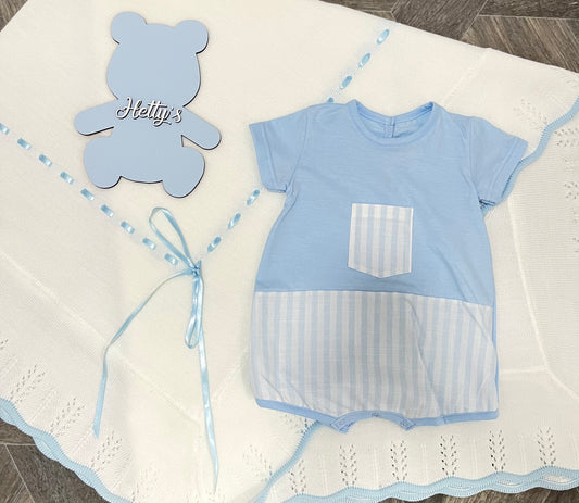 Rapife Blue Stripe Romper with Pocket