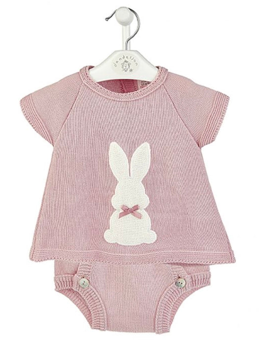 Dandelion Bunny Knitted Two Piece - Dusky Pink