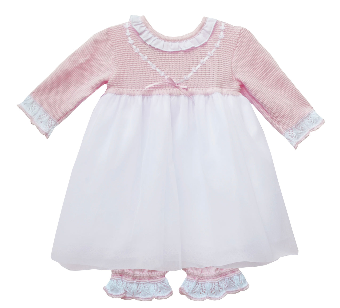 Pretty Originals Pink & White Knit Dress with Pants