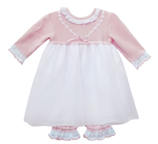 Pretty Originals Pink & White Knit Dress with Pants