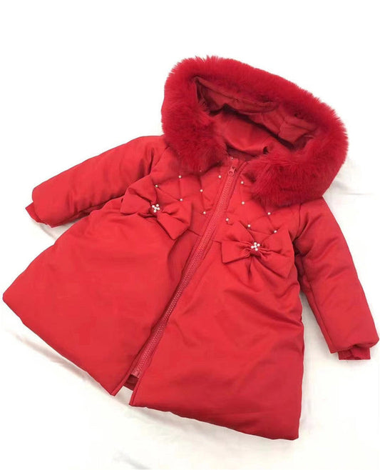 Wee Me Red Quilted Bow Coat
