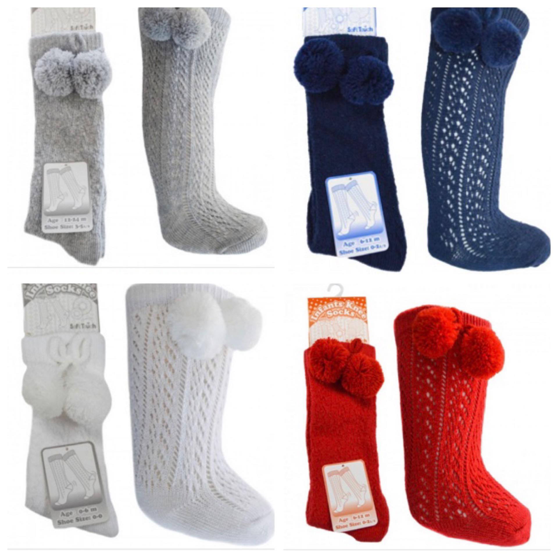Pom Knee High Socks - Various Colours - Hetty's Baby Boutique