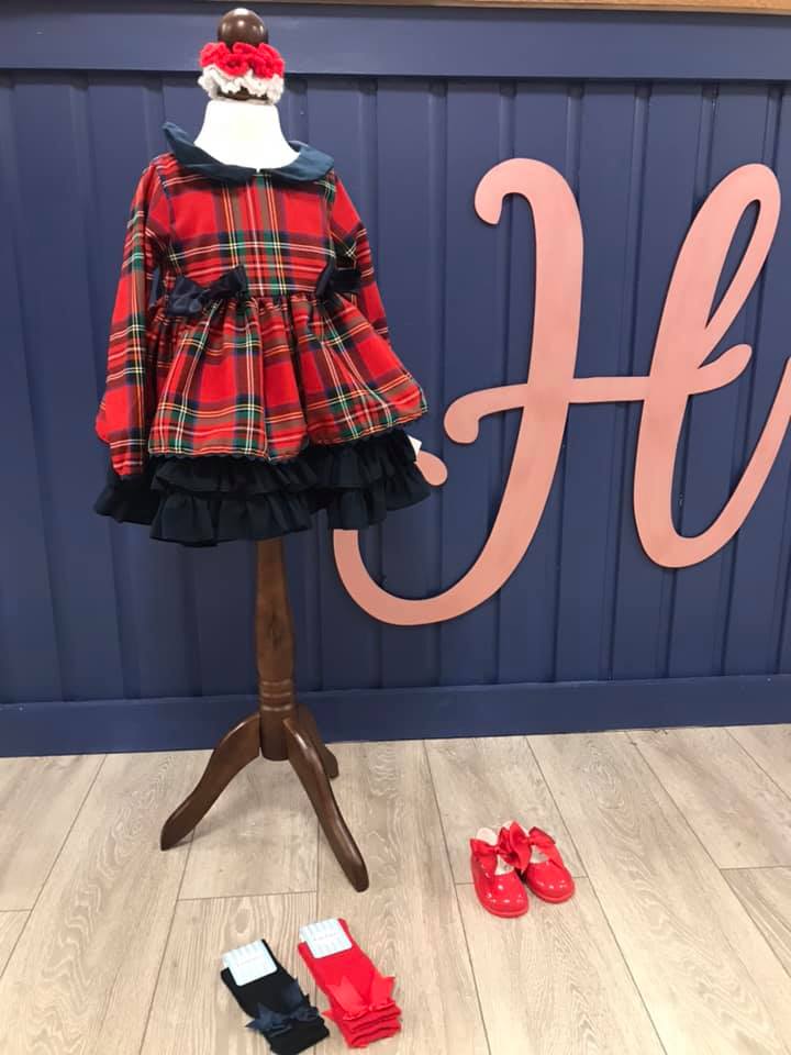 Navy Tartan Boutique Handmade Dress - Hetty's Baby Boutique