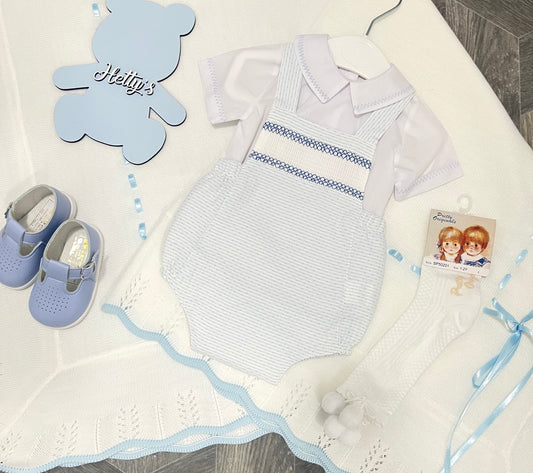 Blue Smock Dungaree Romper