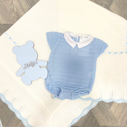 "HUGO" Pex Blue Knitted Romper