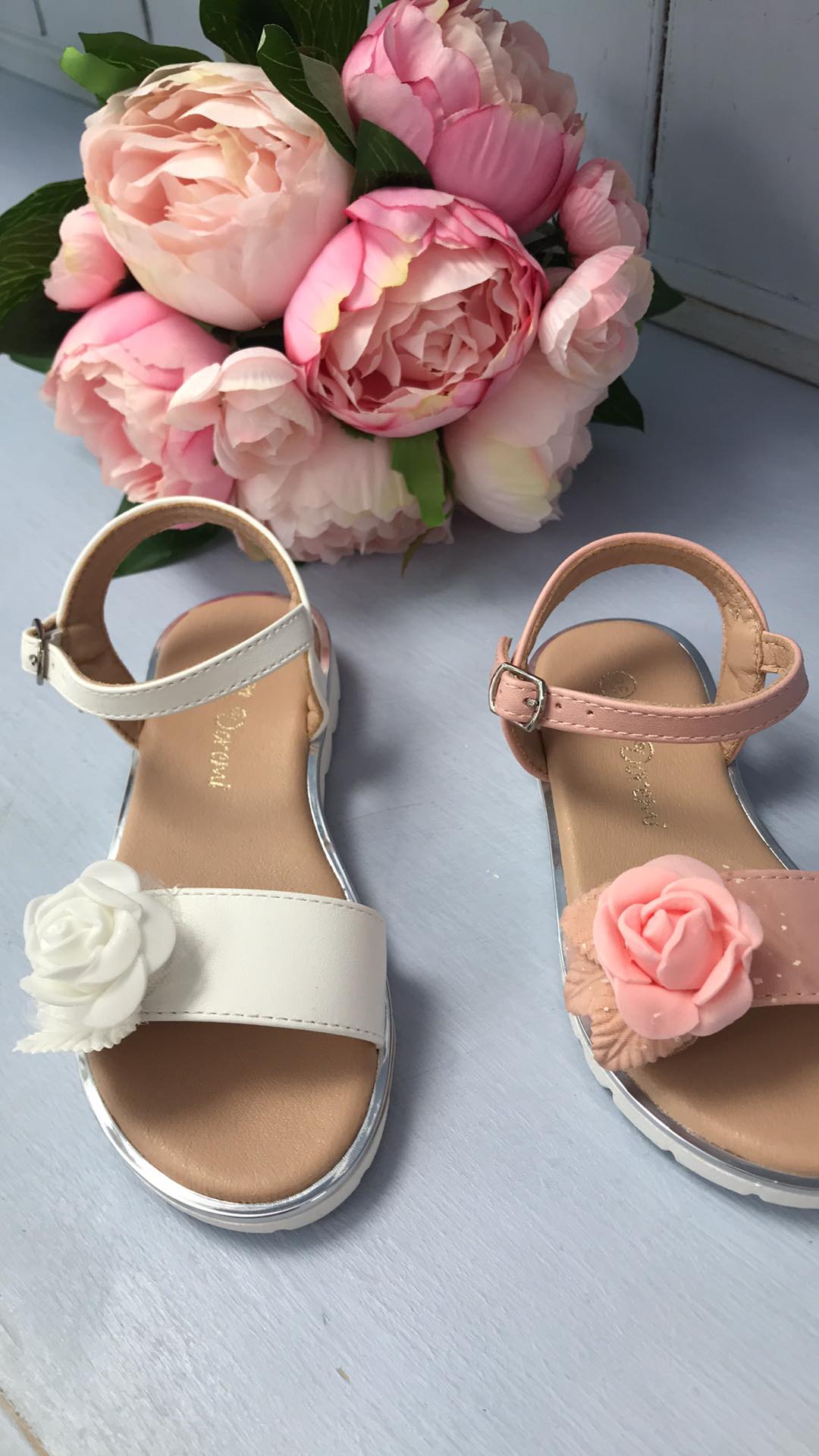 "Tilly" Pink Rose Flower Sandals - Hetty's Baby Boutique