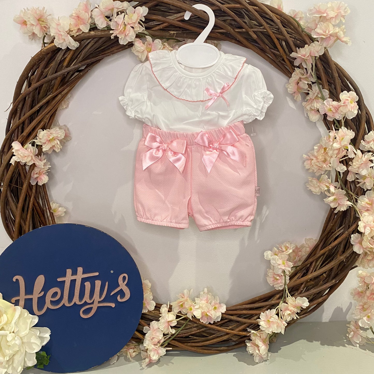 Pink Double Bow Shorts Set