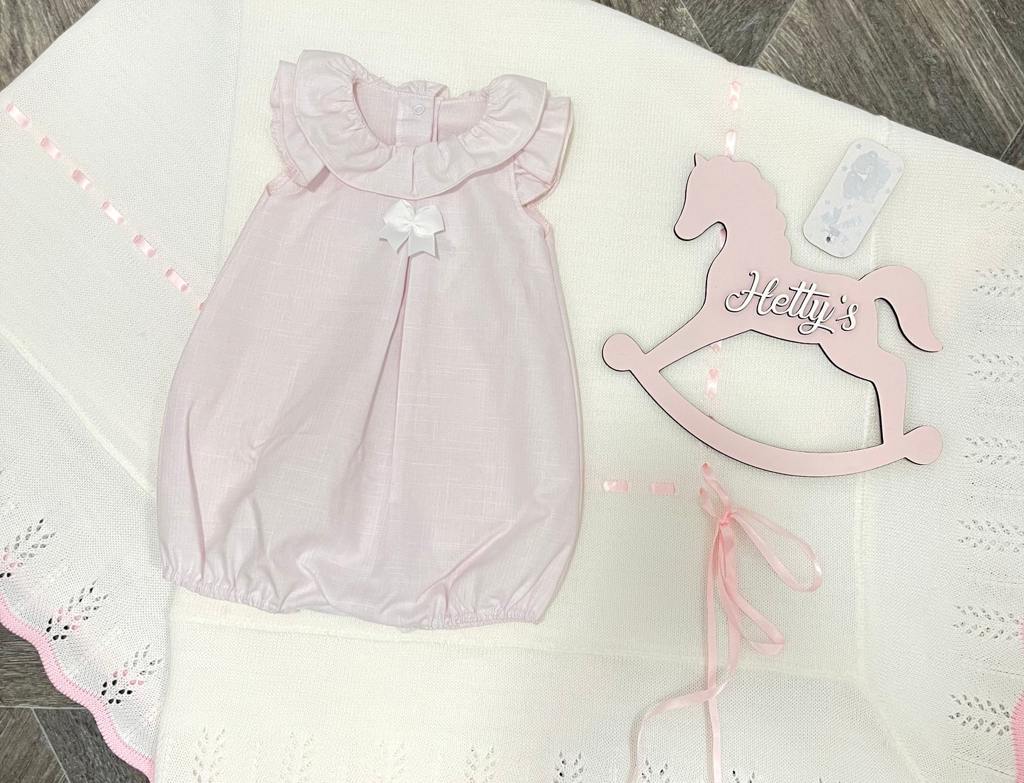 Rapife Pink Bow Ruffle Collar Romper