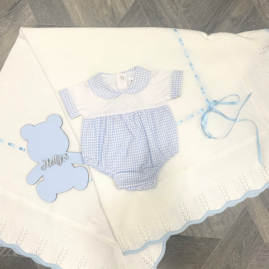 PEX Blue Gingham Romper Suit