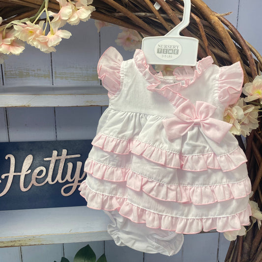 Premature Pink & White Ruffle Dress & Pants