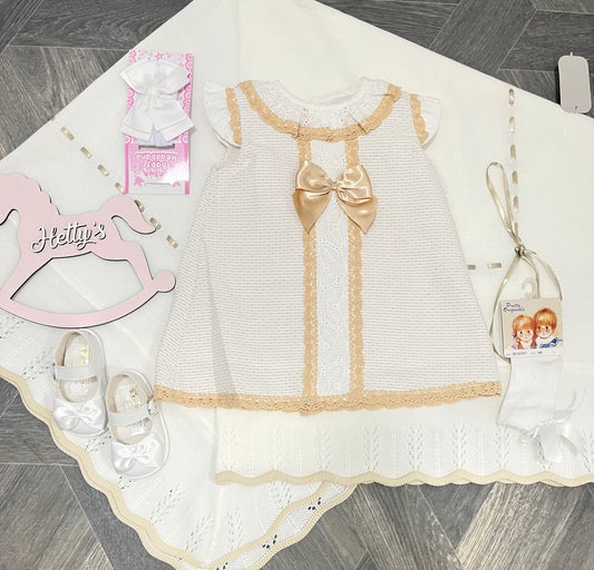 Aline Dress With Camel Bow