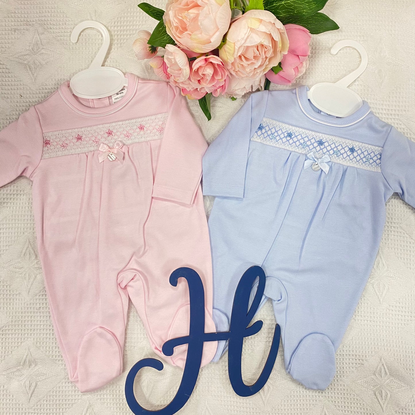 Smock Babygrow with bows