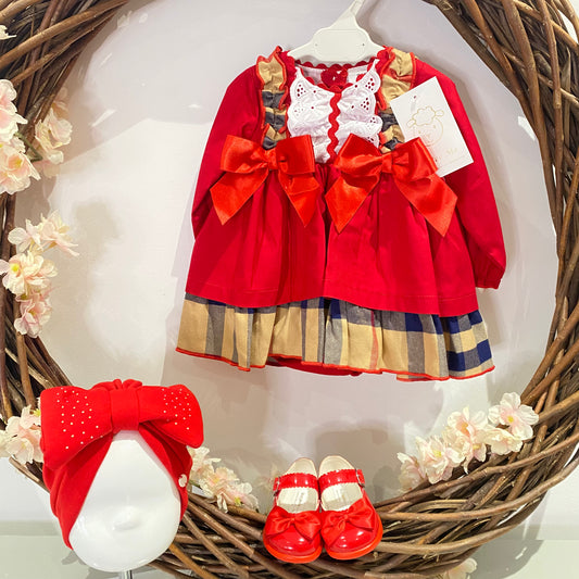 WM Red & Tartan Puffball Dress & Pants