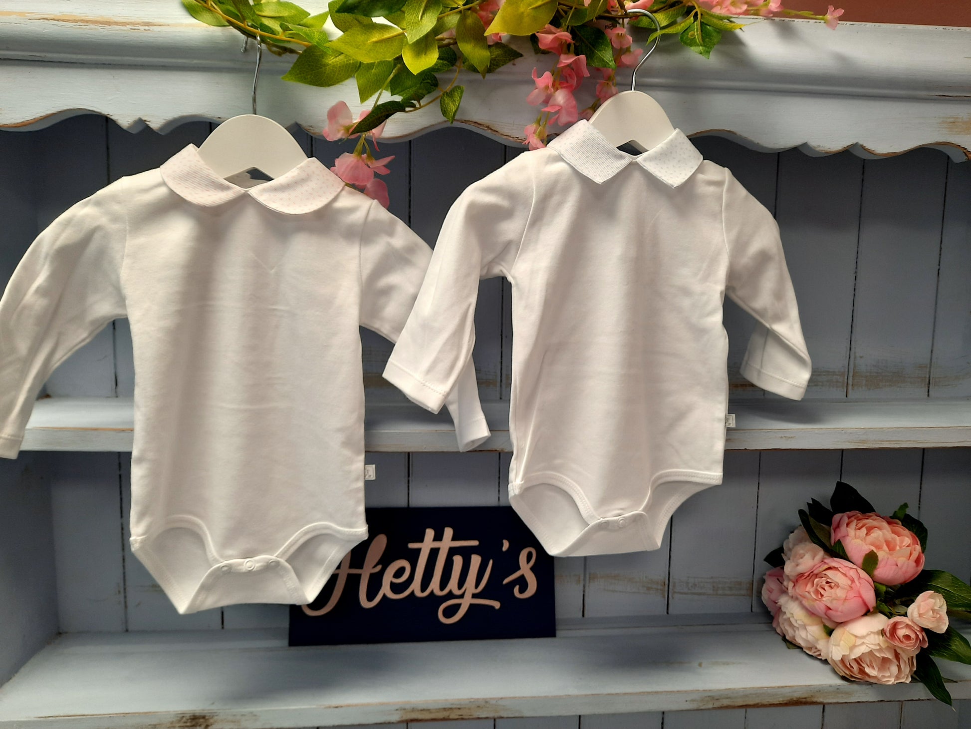 White vest fleck collar long sleeve - Hetty's Baby Boutique