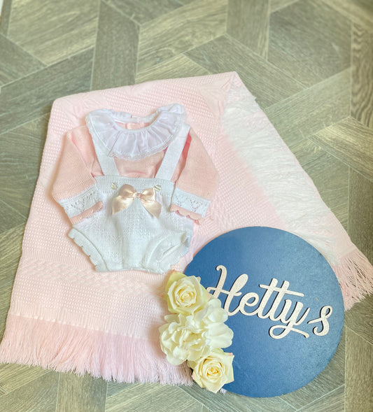 "ELSPETH" Pex Premium Knitted White Braces Romper & Top