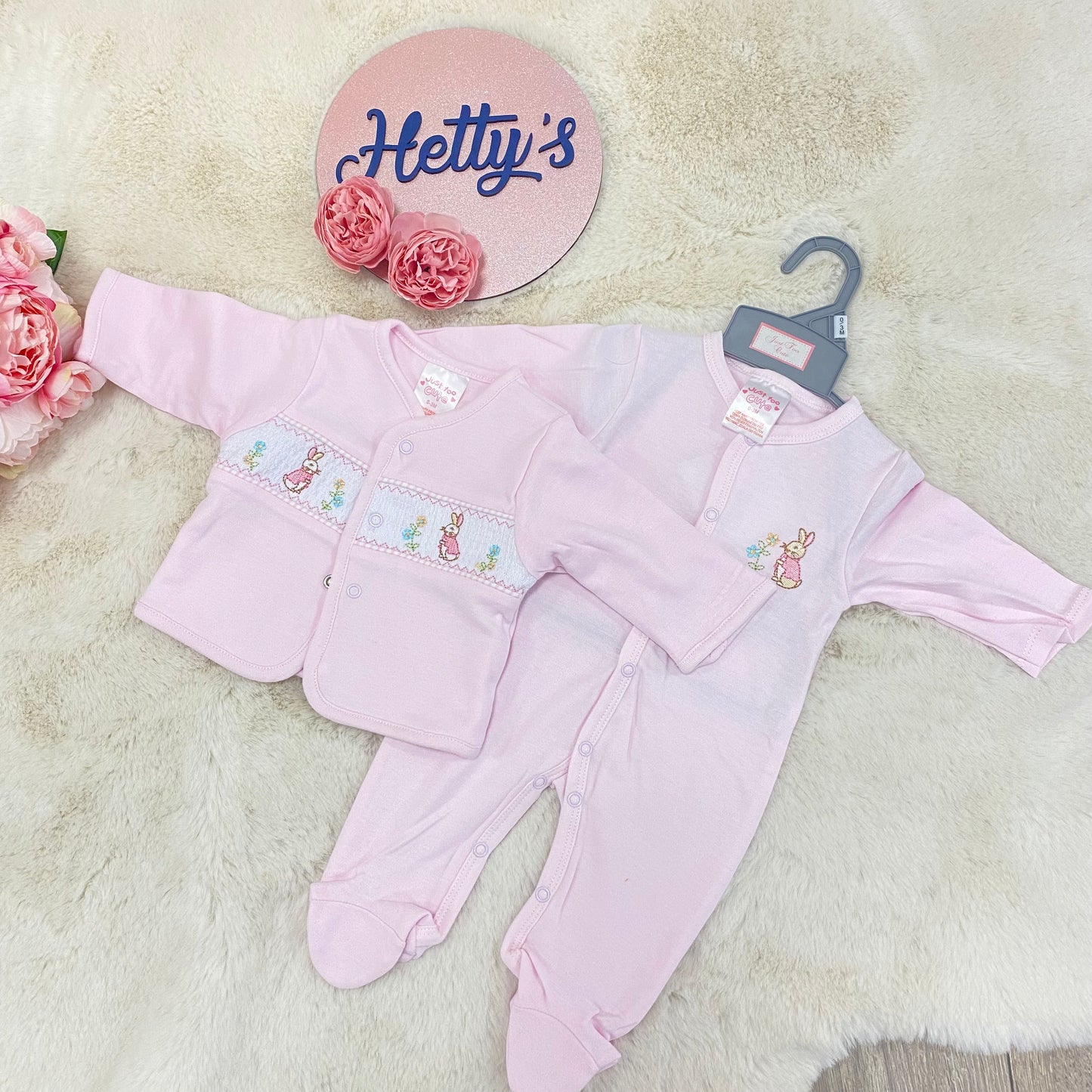 Pink Smock Bunny Jacket & All in One Set