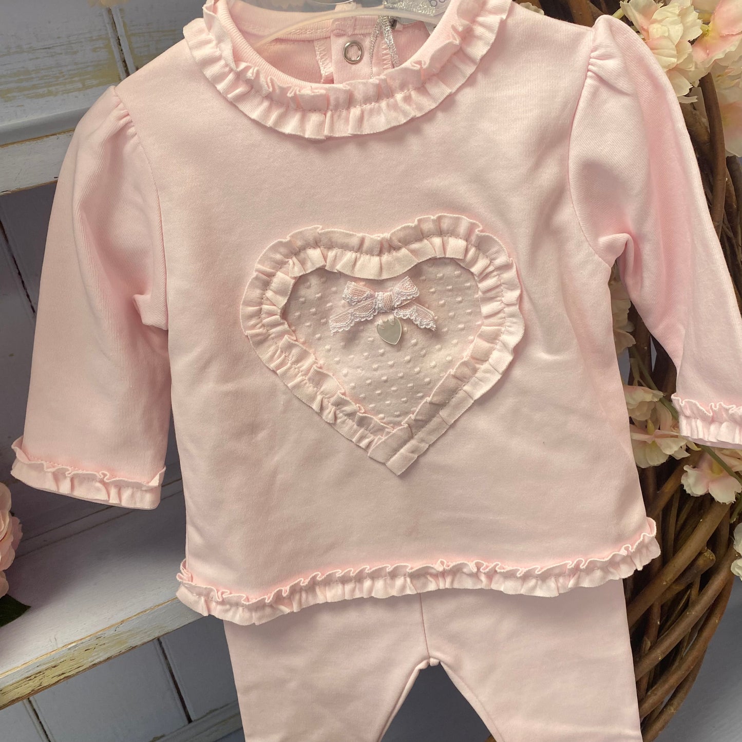 Blues Baby Pink Heart Frilly Two Piece Set