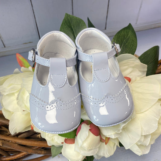Pretty Originals Pale Blue T-Bar Patent Shoes
