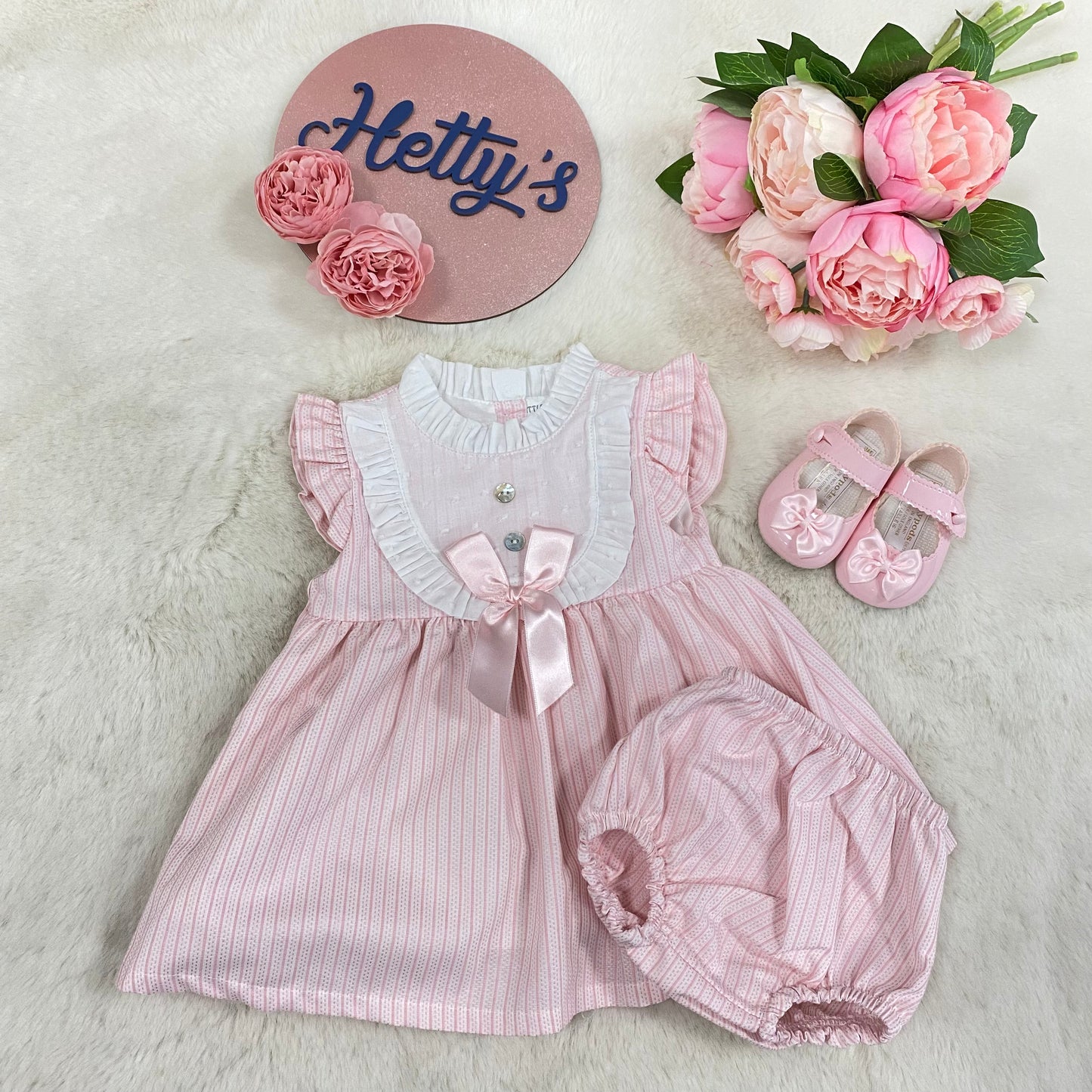LN Pink Stripe Baby Dress & Pants