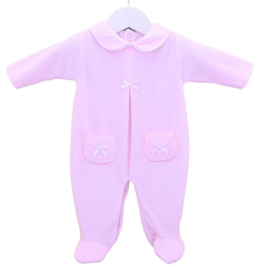 Snuggle pink all in one velour outfit for kids