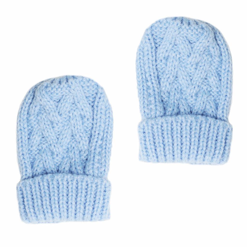 Cable Knitted Mittens Blue Pink or Grey
