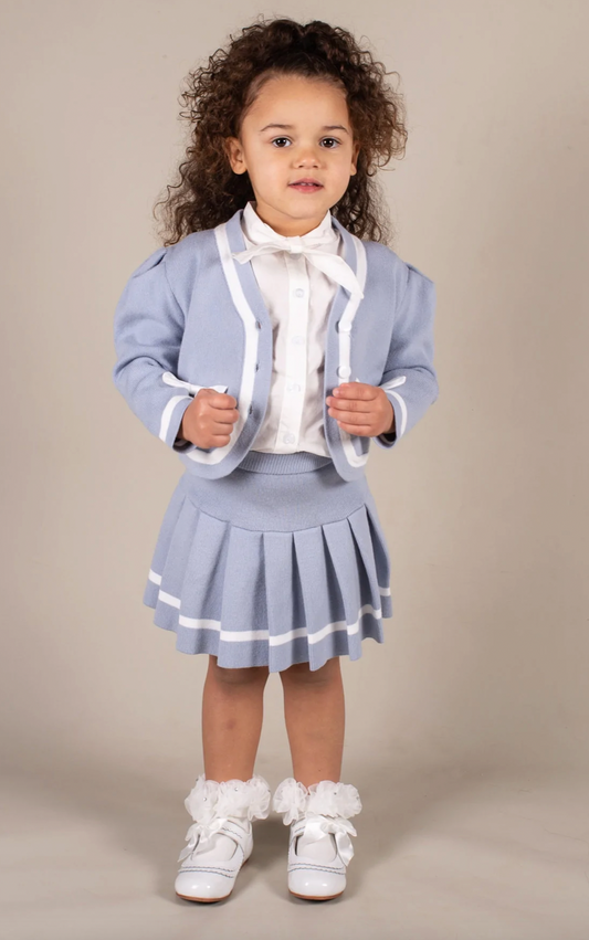 Beau Kid Blue Three Piece Skirt Set