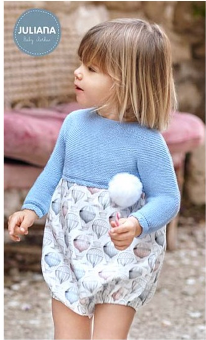 Juliana Blue Knit Hot Air Balloon Romper