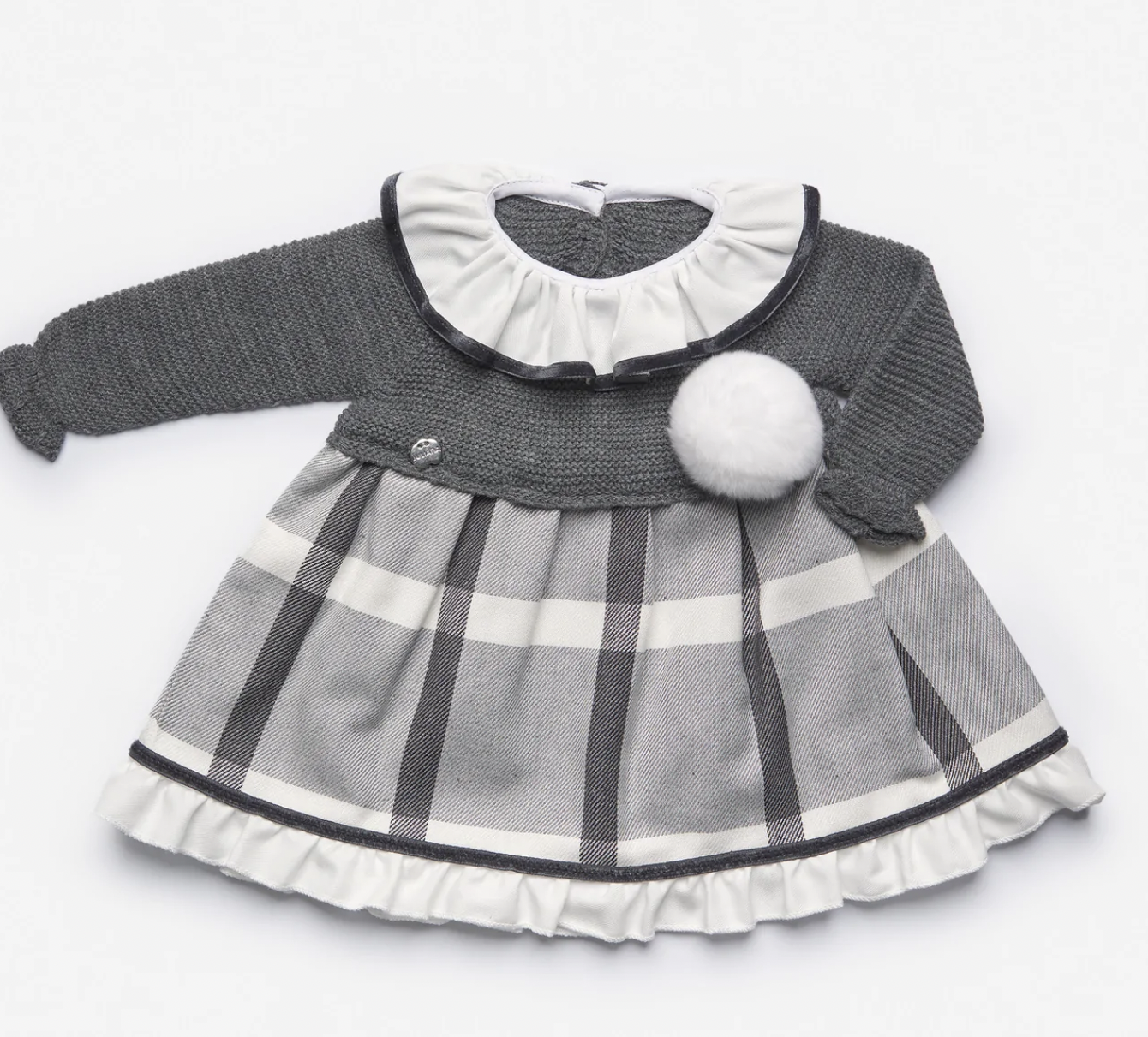 Juliana Charcoal Grey Knit Check Dress