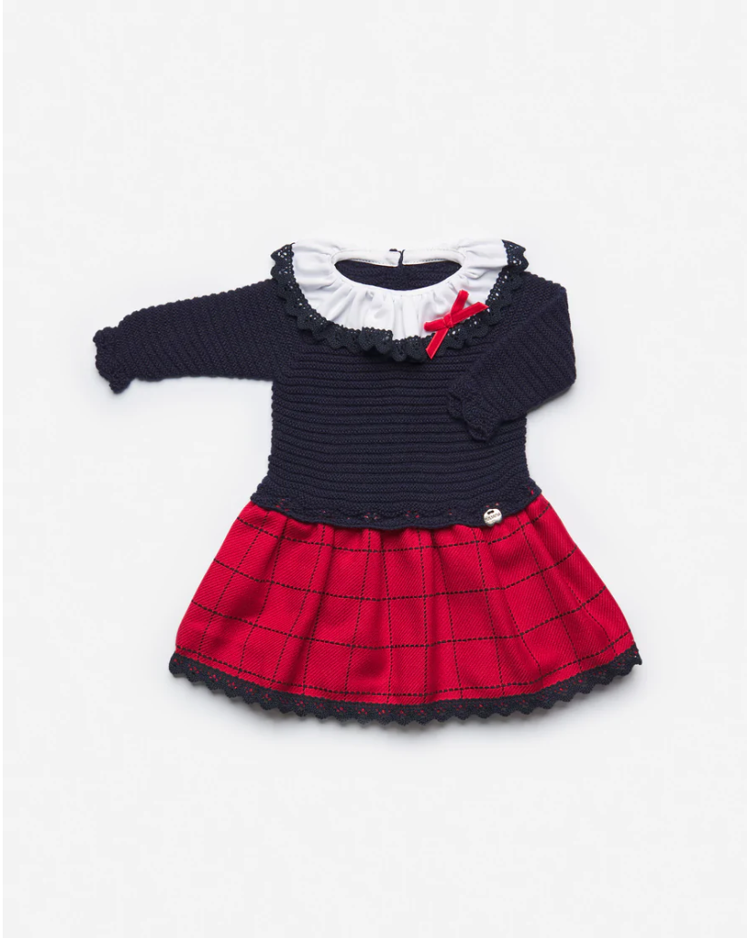 Juliana Navy Knit Check Dress