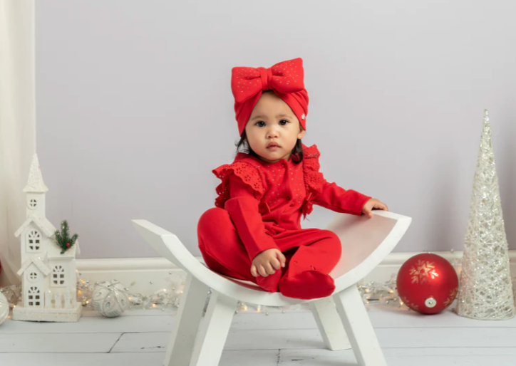 Caramelo Red Diamanté Bow Turban