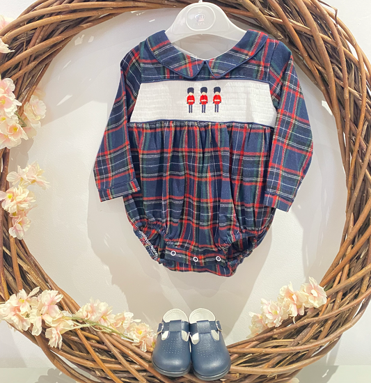 Beau Kid Navy Tartan Soldier Romper
