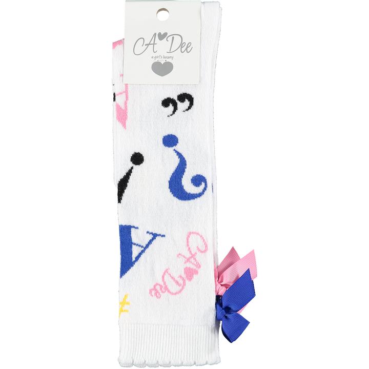 Ariana Dee Gazette Sharon White Knee High Socks