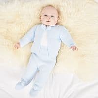 Dandelion Charley Baby Blue Pom Pom Knitted Pram Suit