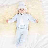 Dandelion Charley Baby Blue Pom Pom Knitted Pram Suit
