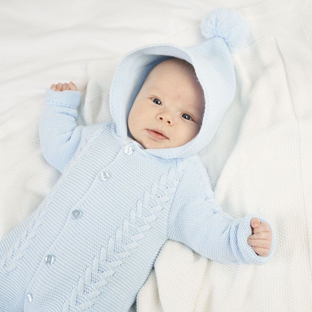 pram suit with pom hood